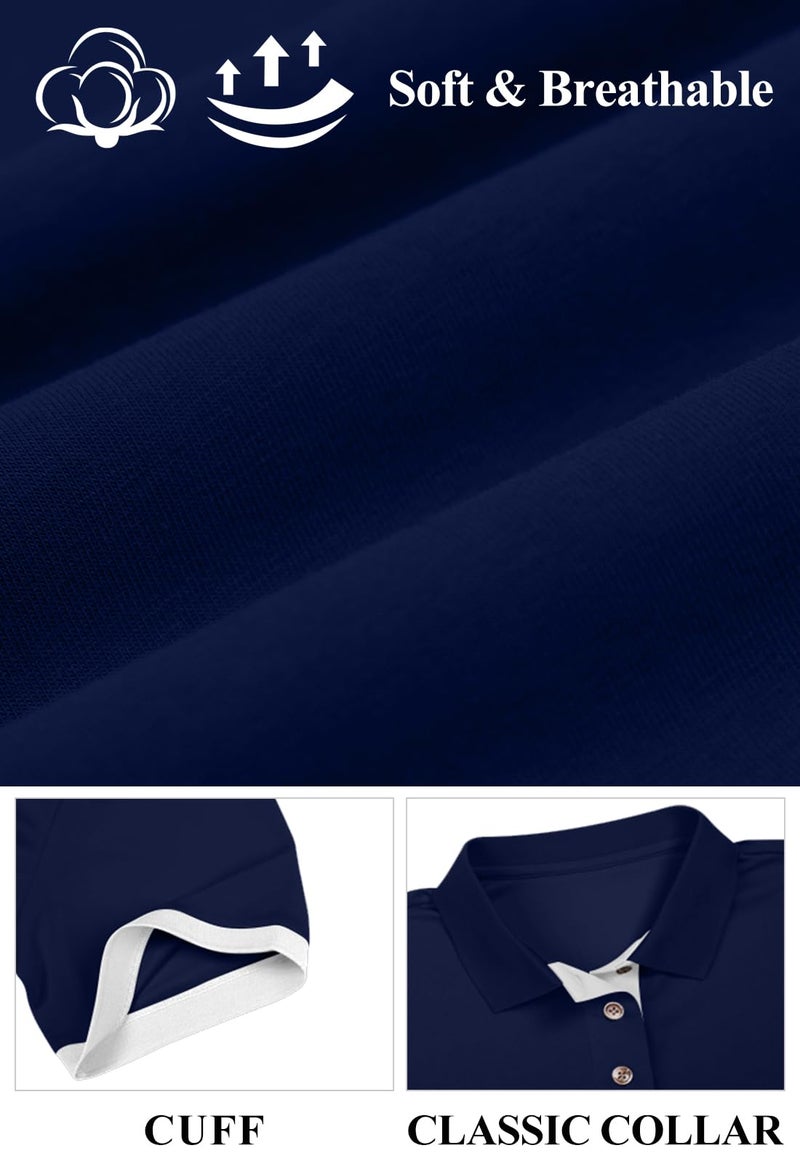 KUYIGO Men's Short Sleeve Polo Shirts Casual Slim Fit Basic Designed Cotton Shirt Large Navy - Image 4